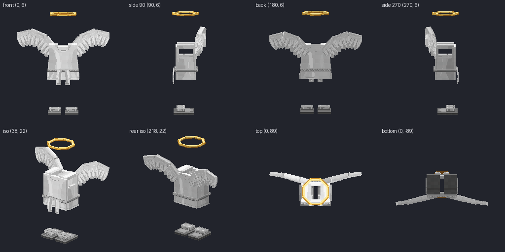 Angel costume set from eight angles