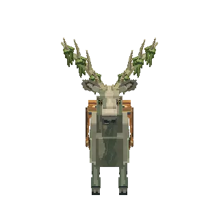 Antlered moss elk turning around