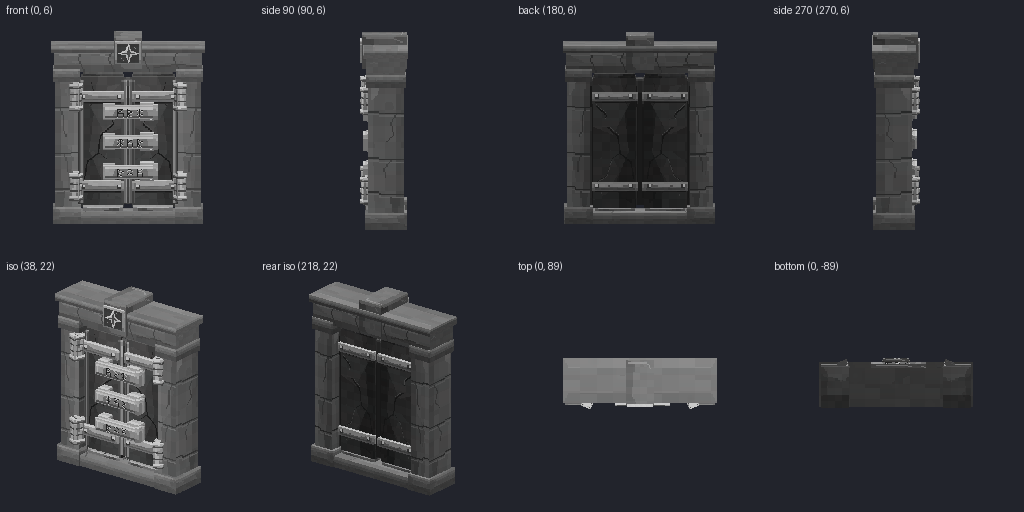 Armored blast door from eight angles