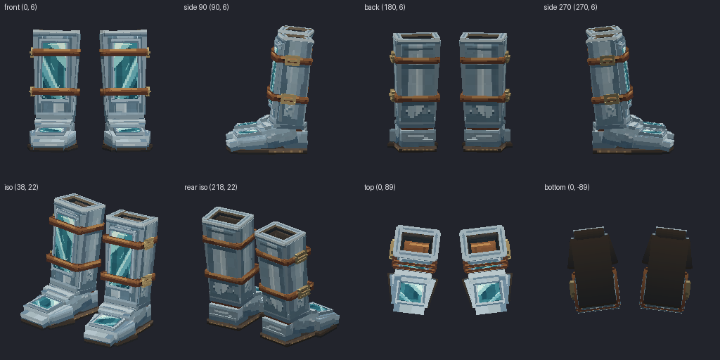 Armored boots from eight angles