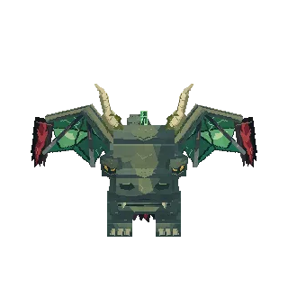 Banner-draped war dragon turning around