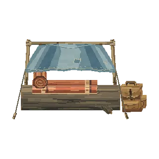 Bedroll on a log seat preview