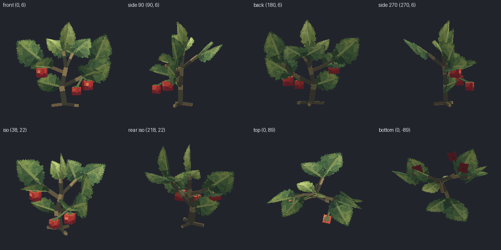 Berry bush from eight angles