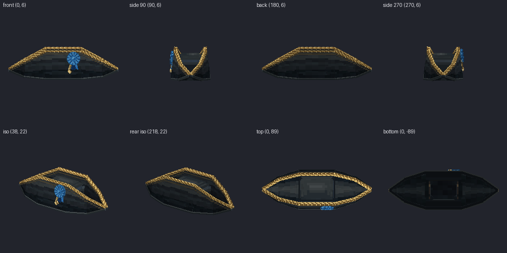 Bicorne hat from eight angles