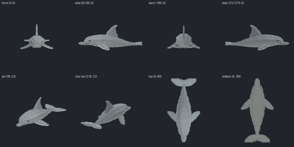 Bottlenose dolphin from eight angles