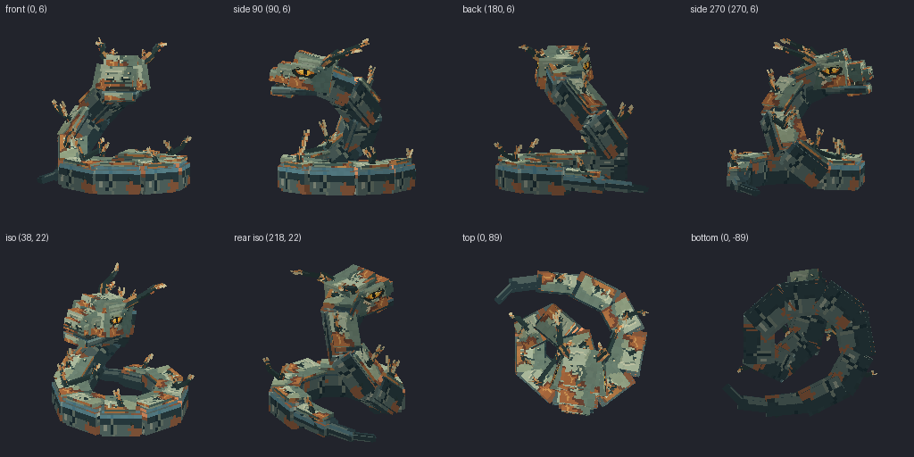 Bramble serpent from eight angles
