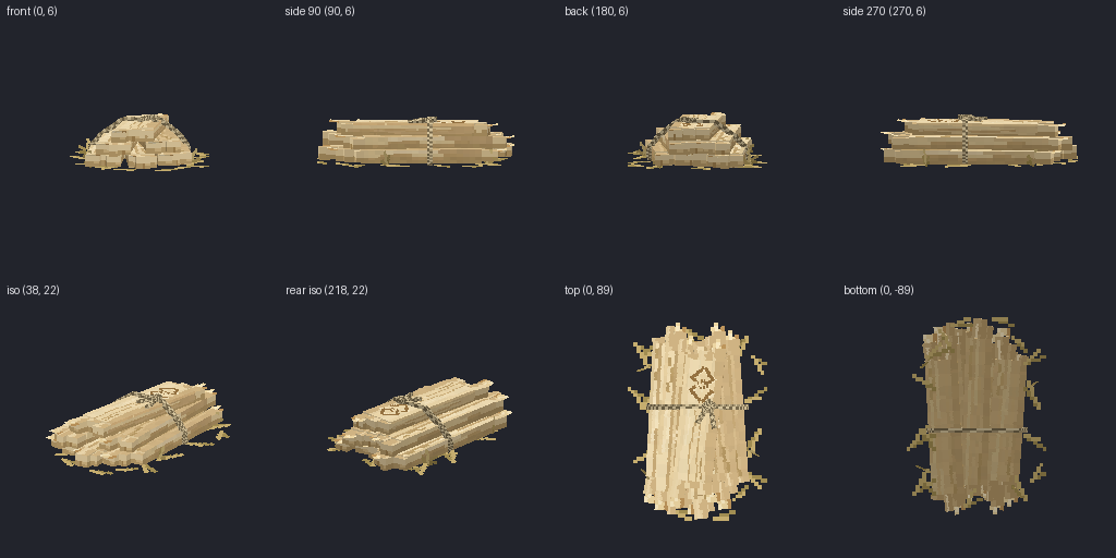 Broken planks from eight angles