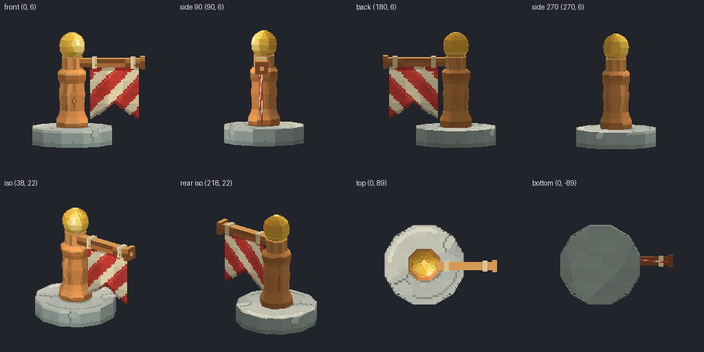 Checkpoint flag pole from eight angles