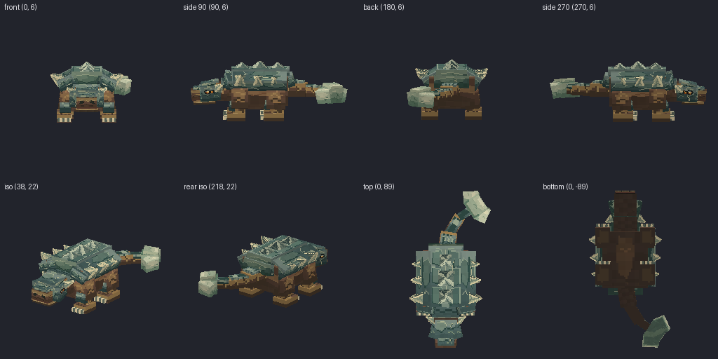 Club-tailed armored dinosaur from eight angles