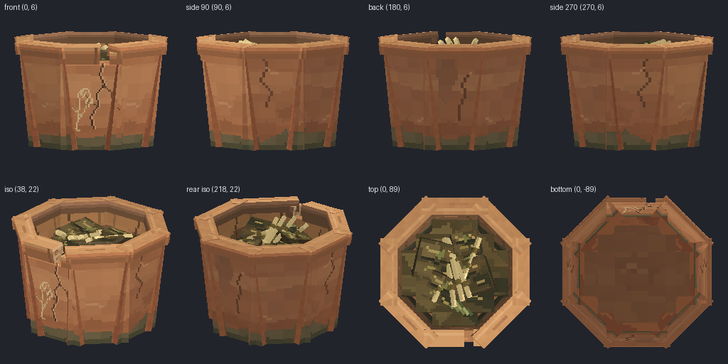 Compost bin from eight angles