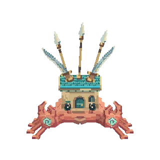 Coral crab with a shell house turning around