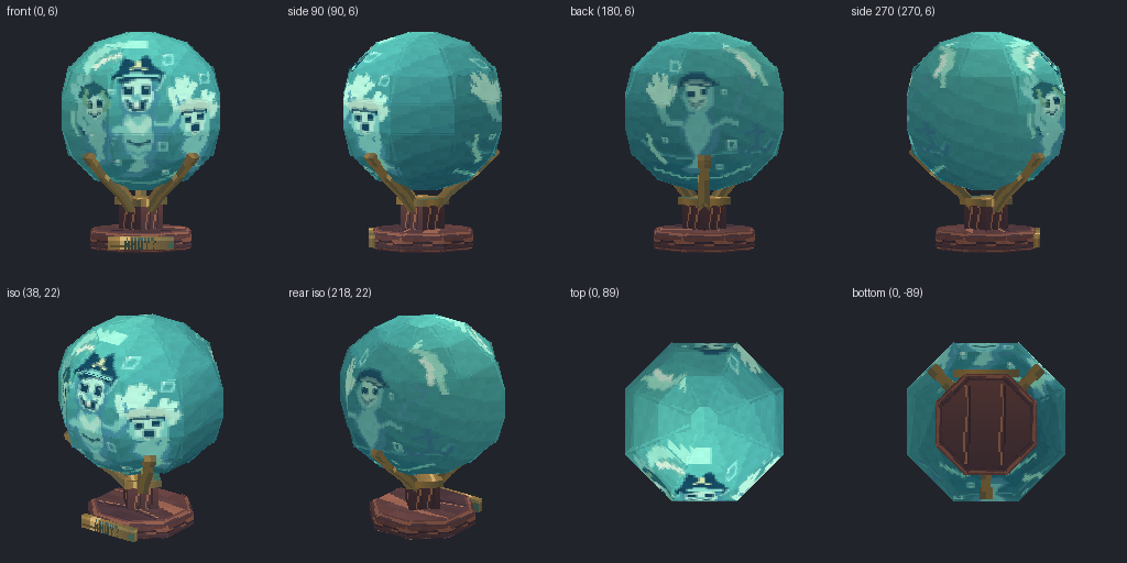 Crystal ball stand from eight angles