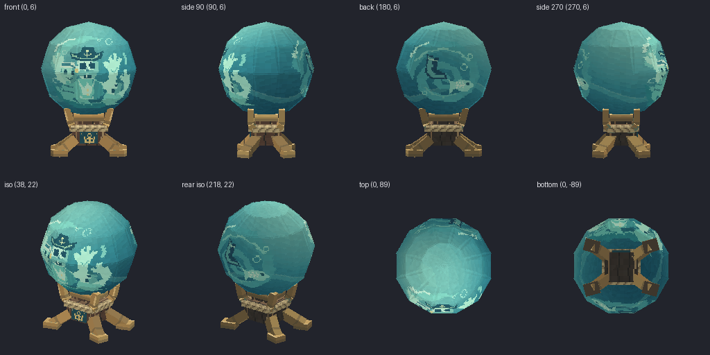 Crystal ball stand from eight angles