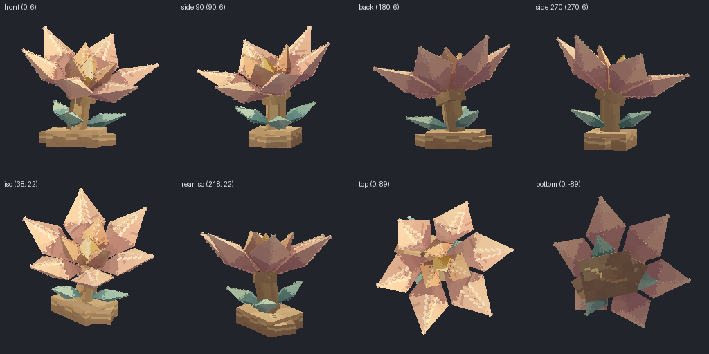 Crystal flower from eight angles