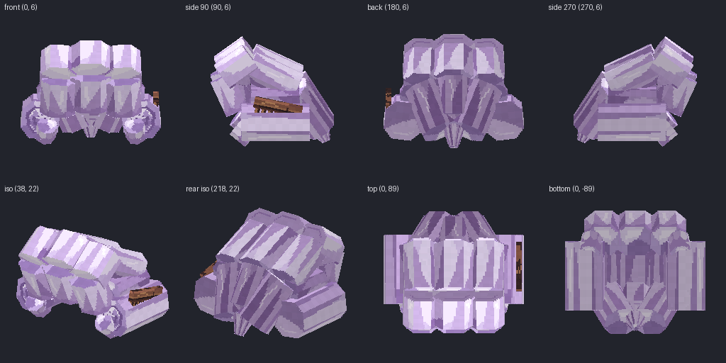 Crystal hair from eight angles