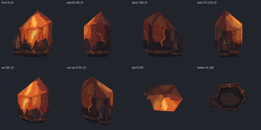 Crystal shard from eight angles