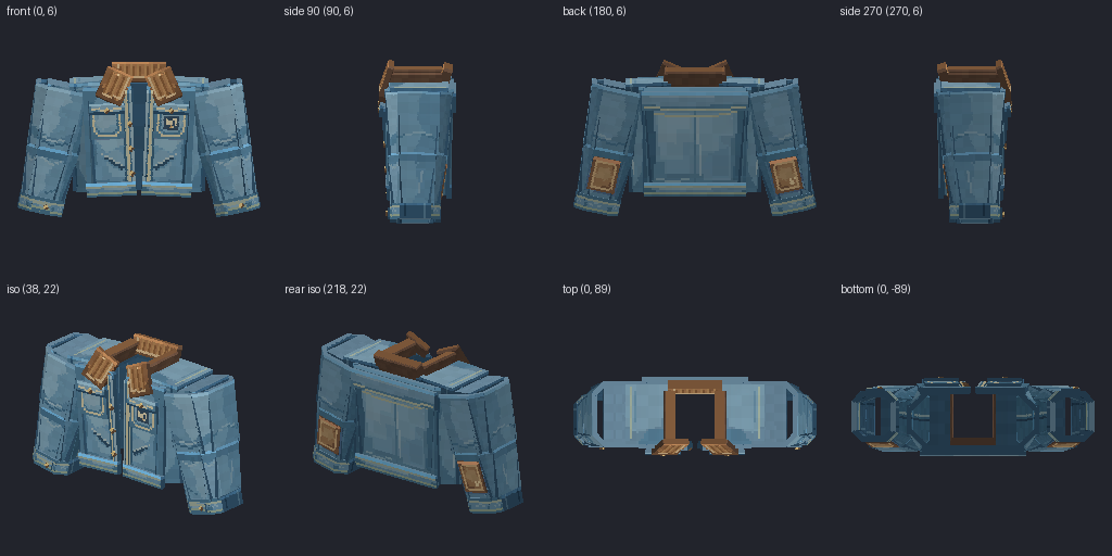 Denim jacket from eight angles