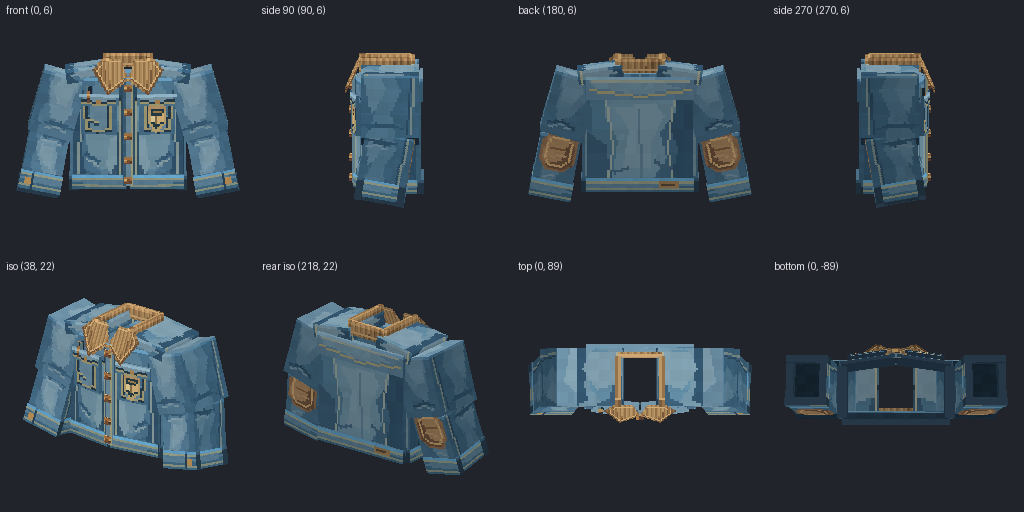 Denim jacket from eight angles