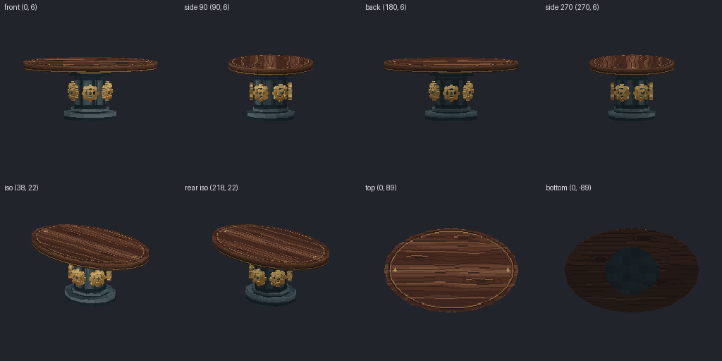 Dining table from eight angles
