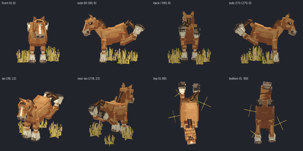 Draft horse from eight angles