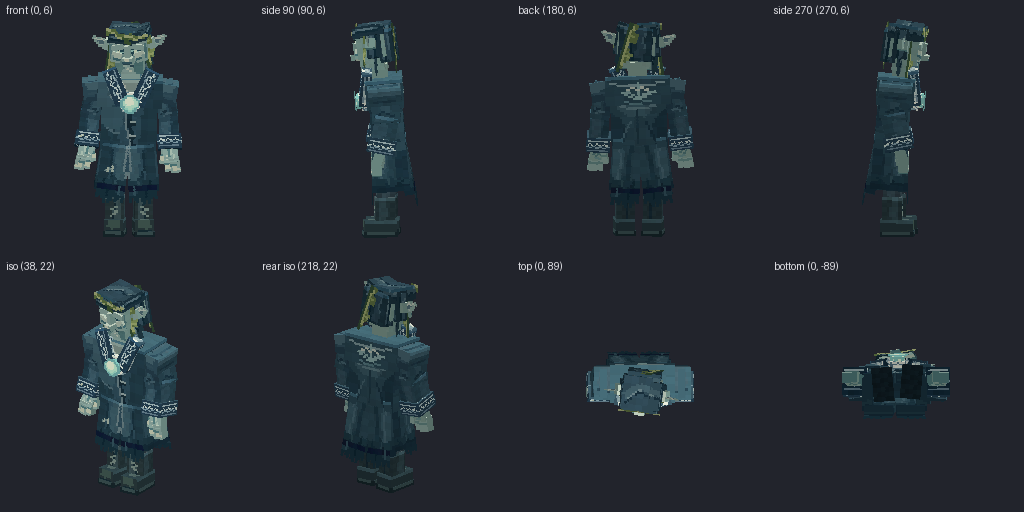 Drowned sailor from eight angles