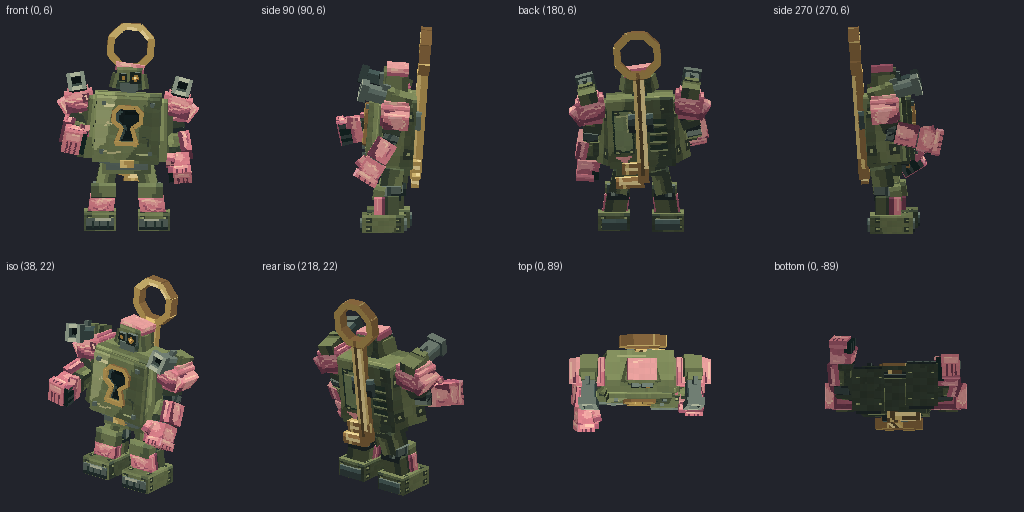 Dungeon key and keyhole lock from eight angles