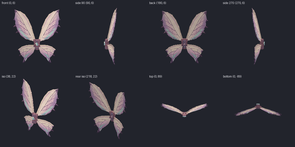 Fairy wings from eight angles