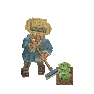 Farmer hoeing a crop row preview