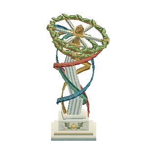 Festival maypole with ribbon wheels turning around