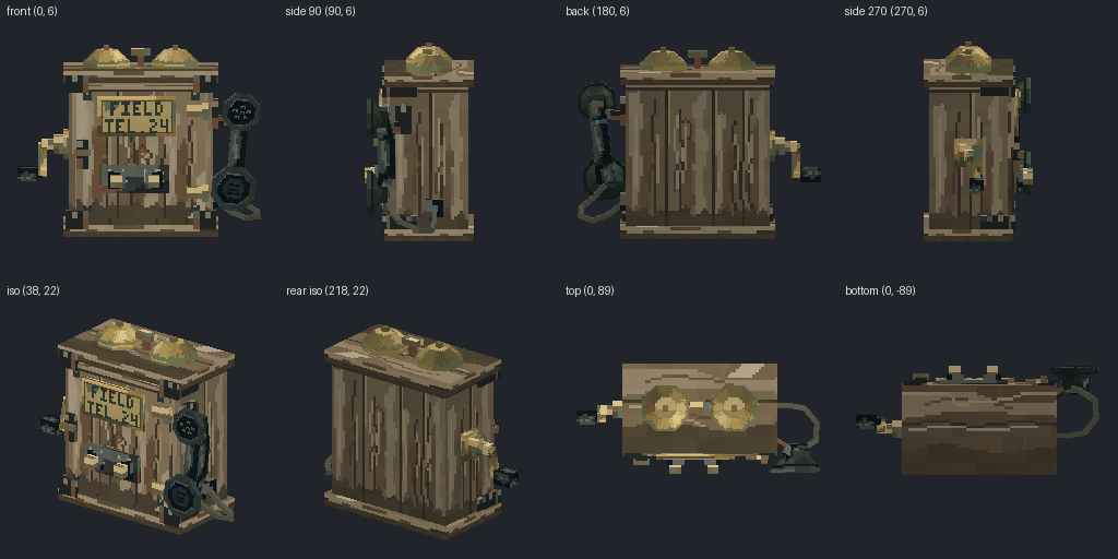 Field telephone from eight angles