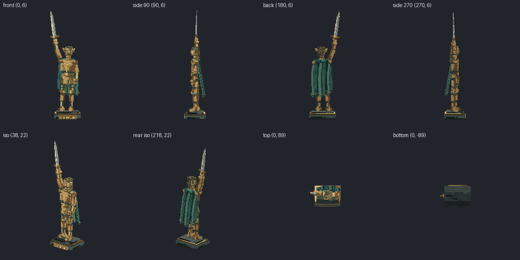 Figurine statuette from eight angles