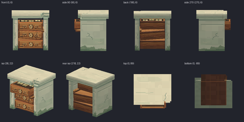 Filing cabinet from eight angles