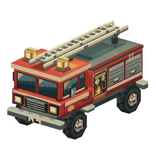 Fire engine with a ladder, free Minecraft Java model