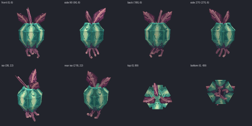 Floating bulb plant from eight angles