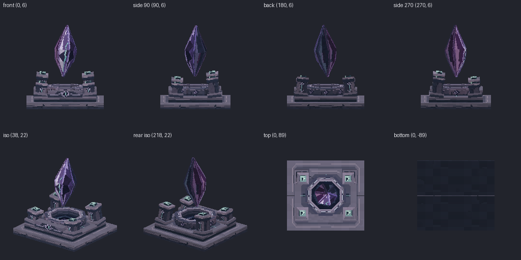 Floating-crystal summoning altar from eight angles