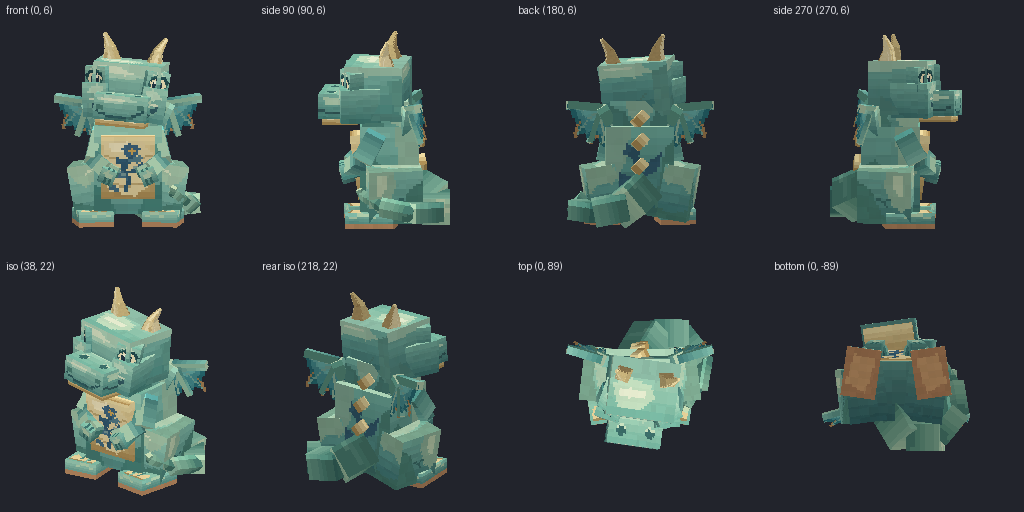 Four-legged dragon from eight angles