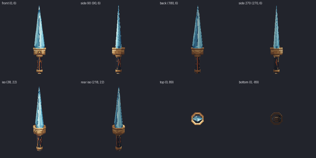Frost-giant icicle blade from eight angles