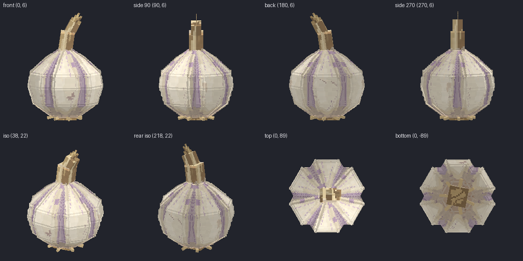 Garlic crop from eight angles