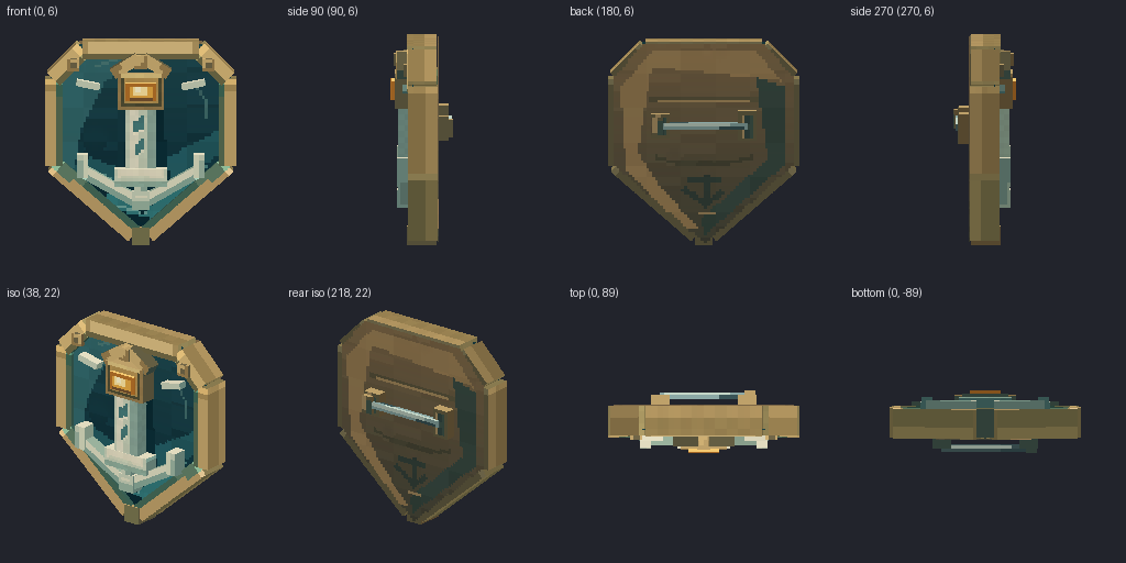 Generic town watch badge from eight angles