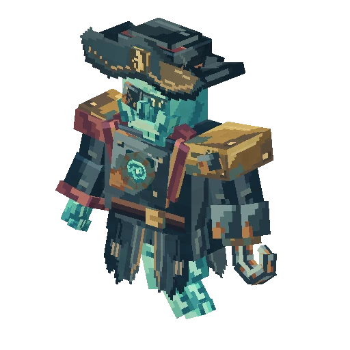Ghost-ship captain boss with a cutlass and her crew, free Minecraft Java model