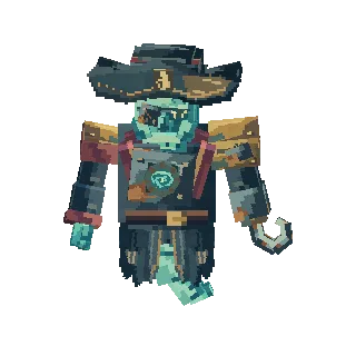 Ghost-ship captain boss with a cutlass and her crew preview