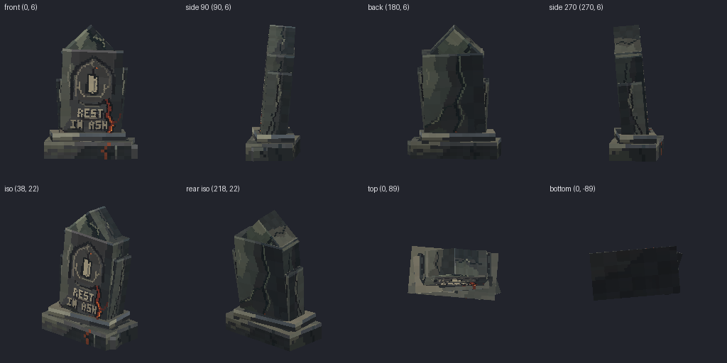 Gravestone from eight angles