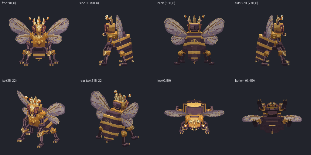 Hive queen with drone minions from eight angles