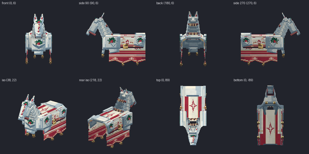 Horse plate armor from eight angles