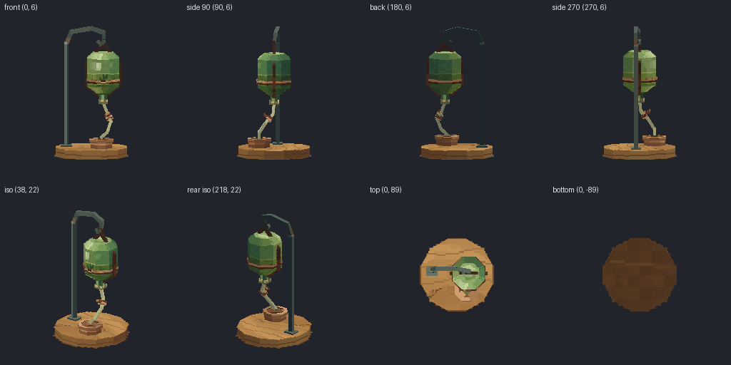 IV drip stand from eight angles