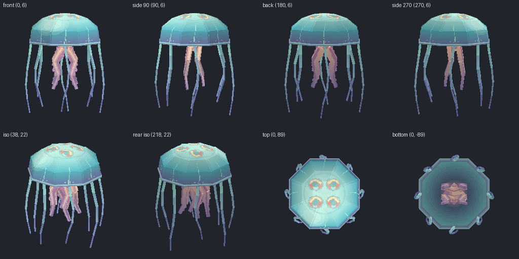 Jellyfish from eight angles