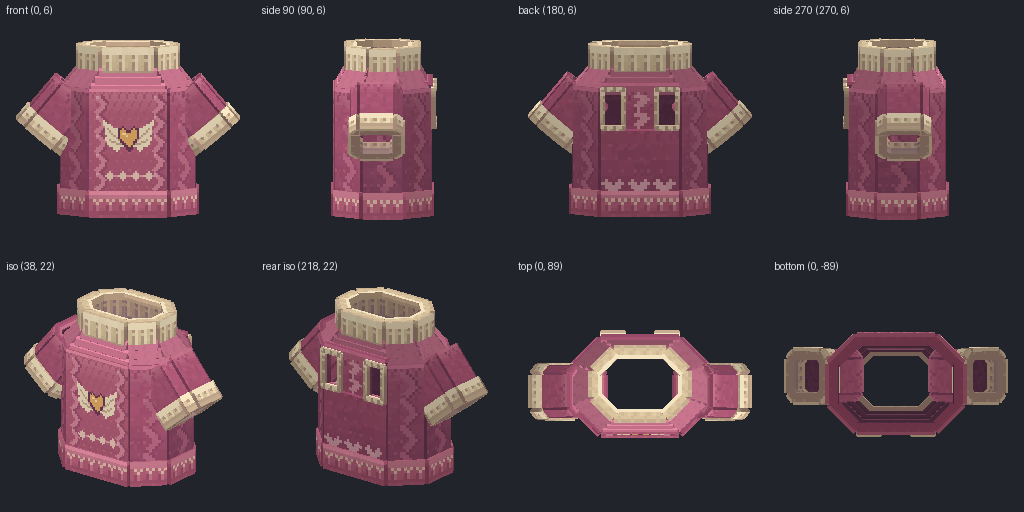 Knitted pet sweater from eight angles