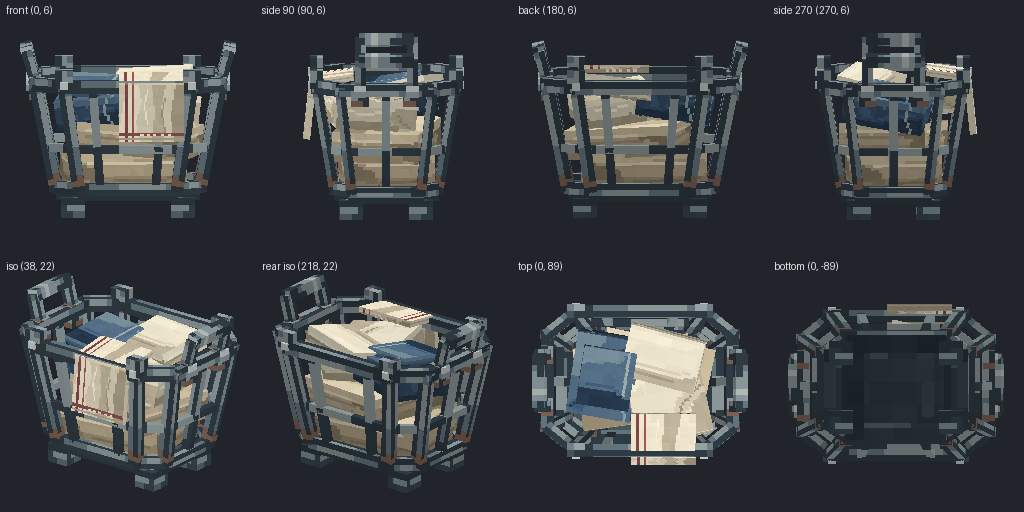 Laundry basket from eight angles