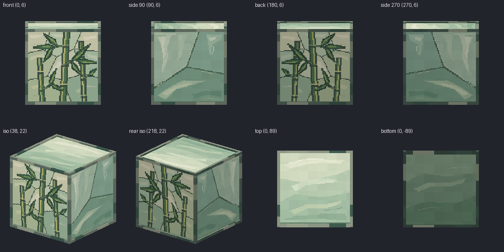 Leaded glass block from eight angles