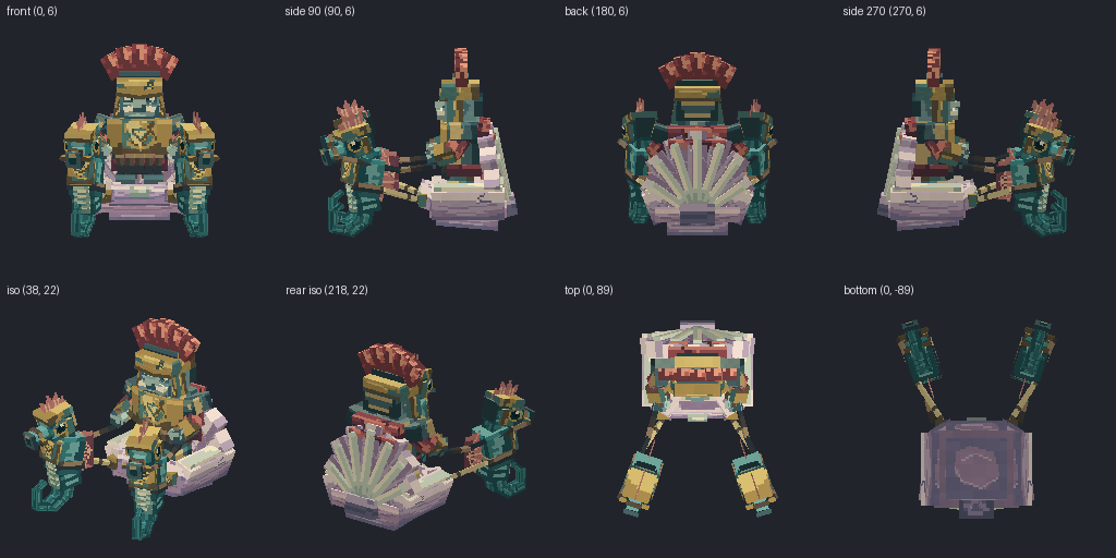 Legion general on a chariot from eight angles